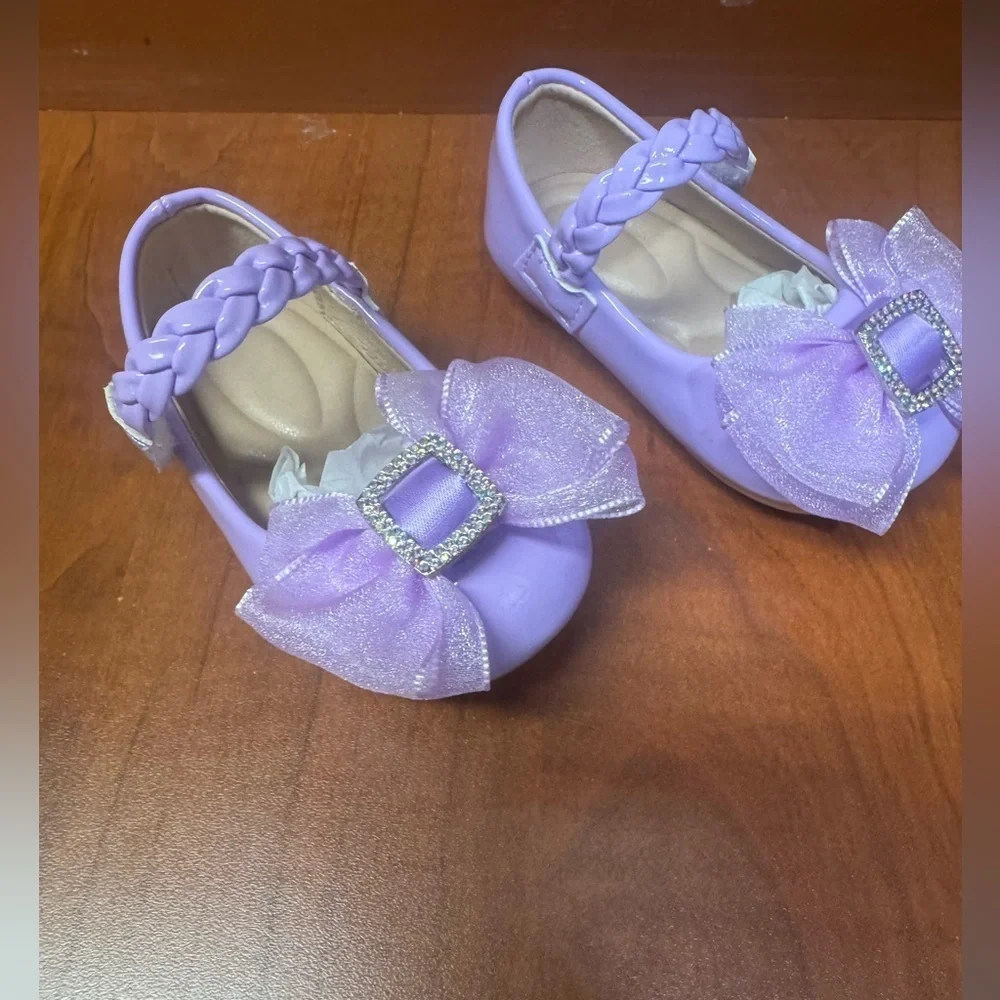 Purple Kids Shoes with Bow Detail